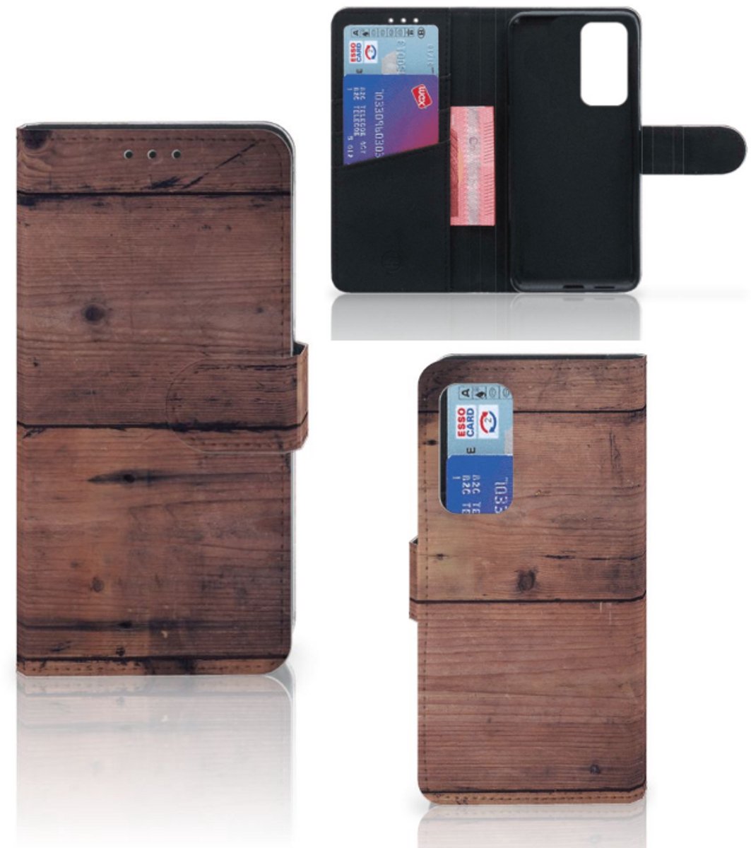 Huawei P40 Book Style Case Old Wood