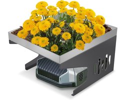 Robotmaaiergarage Dakoverkapping met plantenbak & stabiele metalen standaard 70x60x42,5 cm Regenbescherming & UV-bescherming Grasmaaier Carport Weerbestendige afdekkingen voor robotmaaiers (zilver) NAIZY