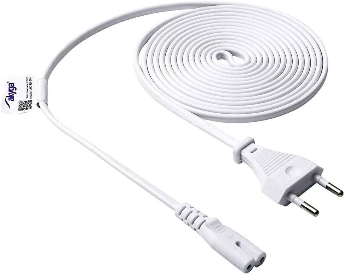 Voedingskabel voor notebook met IEC C7 stekker - 3 m wit