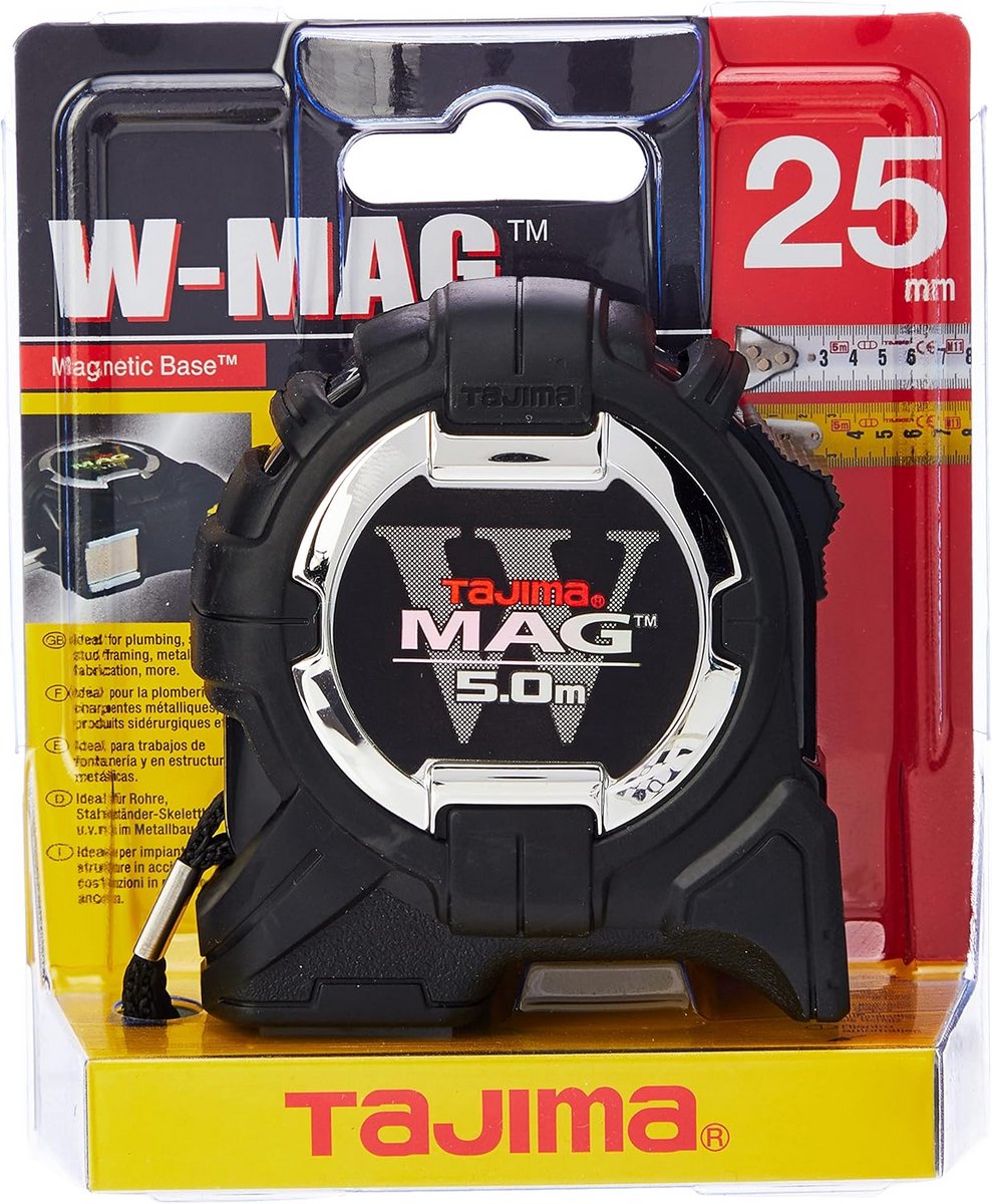 Meetlint 5 m x 25 mm met magnetische functie
