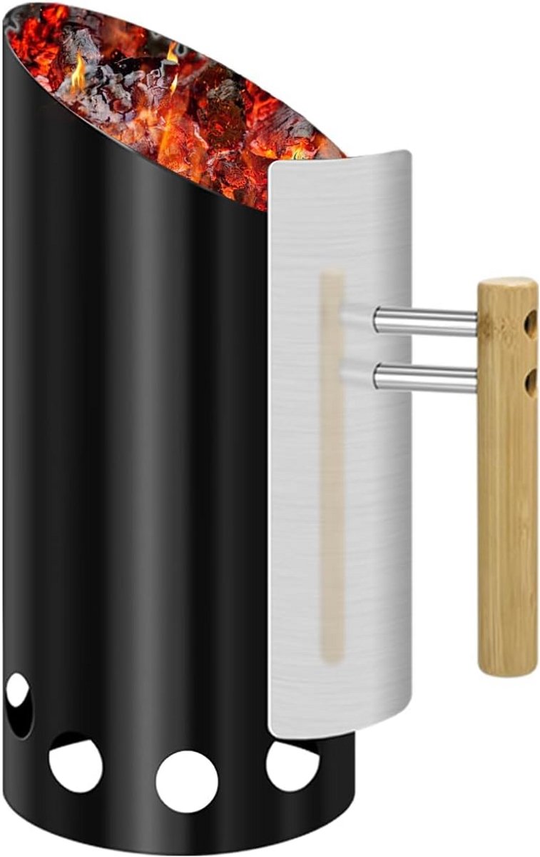 Dubbele Houtskool Schoorsteen Starter met Hitteschild - Ideaal voor Grill en BBQ