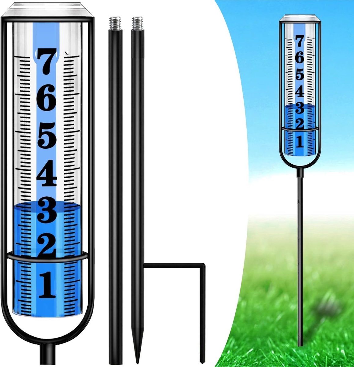 Nauwkeurige Regenmeter voor Buiten met Verstelbare Hoogte en Grote Watermeter
