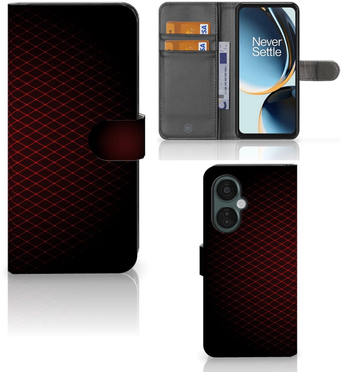 OnePlus Nord CE 3 Lite Telefoon Hoesje Geruit Rood