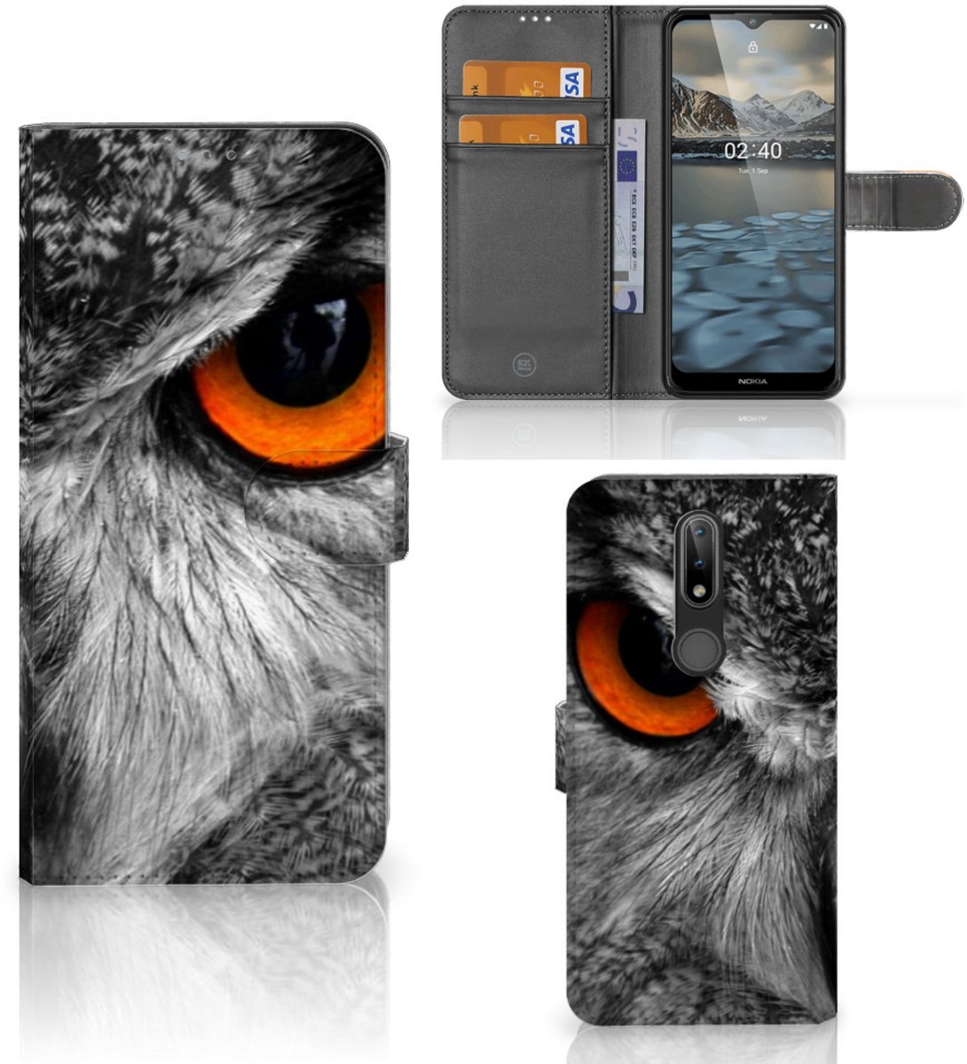 Nokia 2.4 Telefoonhoesje met Pasjes Uil
