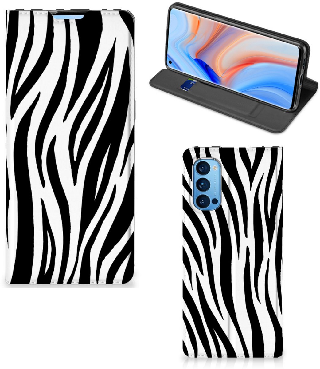 Book Case voor OPPO Reno4 Pro 5G Hoesje maken Zebra