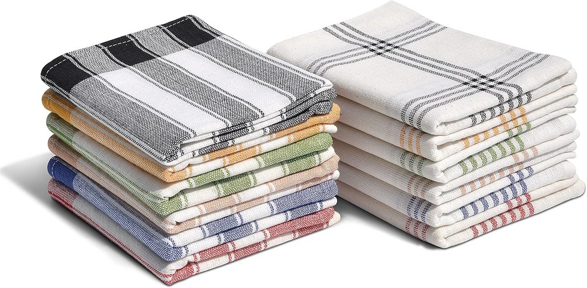 Set van 12 Keukendoeken - 100% Katoen - 50 x 70 cm - Meerkleurig