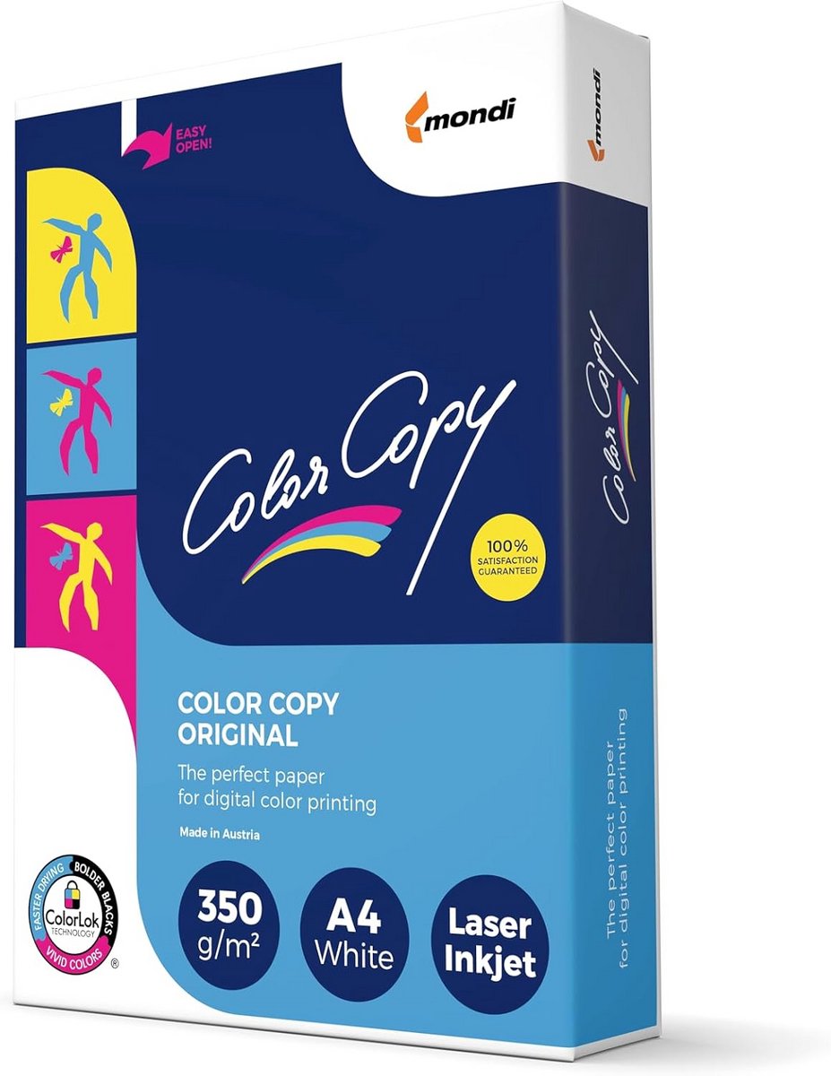 Professioneel A4 Kleurkopieerpapier, 350 g, 125 vel voor scherpe afdrukken