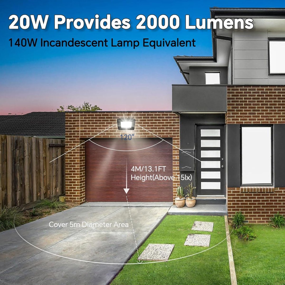 Led-spots voor buiten, 20 W, superhelder, 2000 lumen, koudwit, IP66 waterdicht