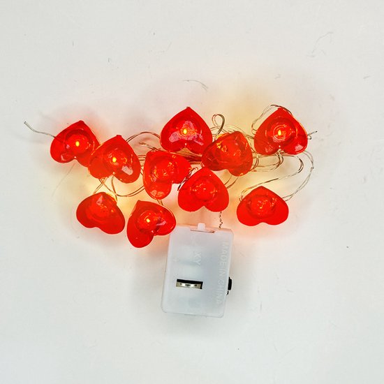 SIXIUDIA Led-lichtketting in de vorm van rode harten, 20
