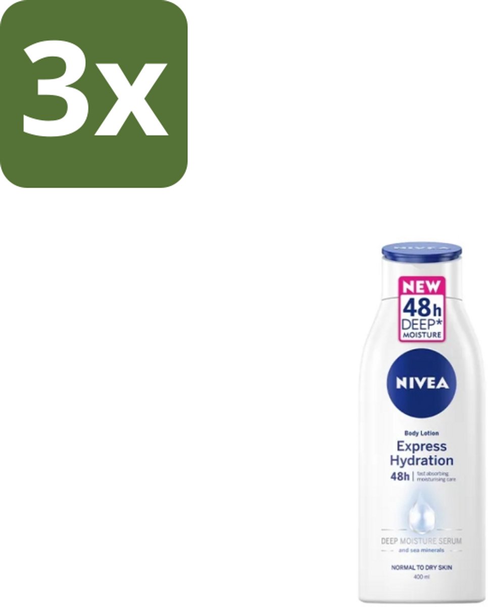 Nivea – Bodylotion – Express Hydration 48H – 400 ml - Bulkverpakking - 3 stuks