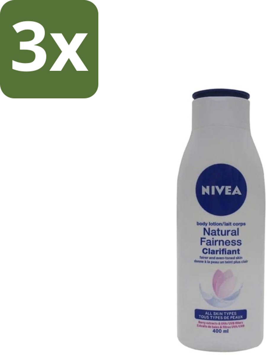 Nivea – Bodylotion – Natural Fairness Clarifiant – 400 ml - Bulkverpakking - 3 stuks