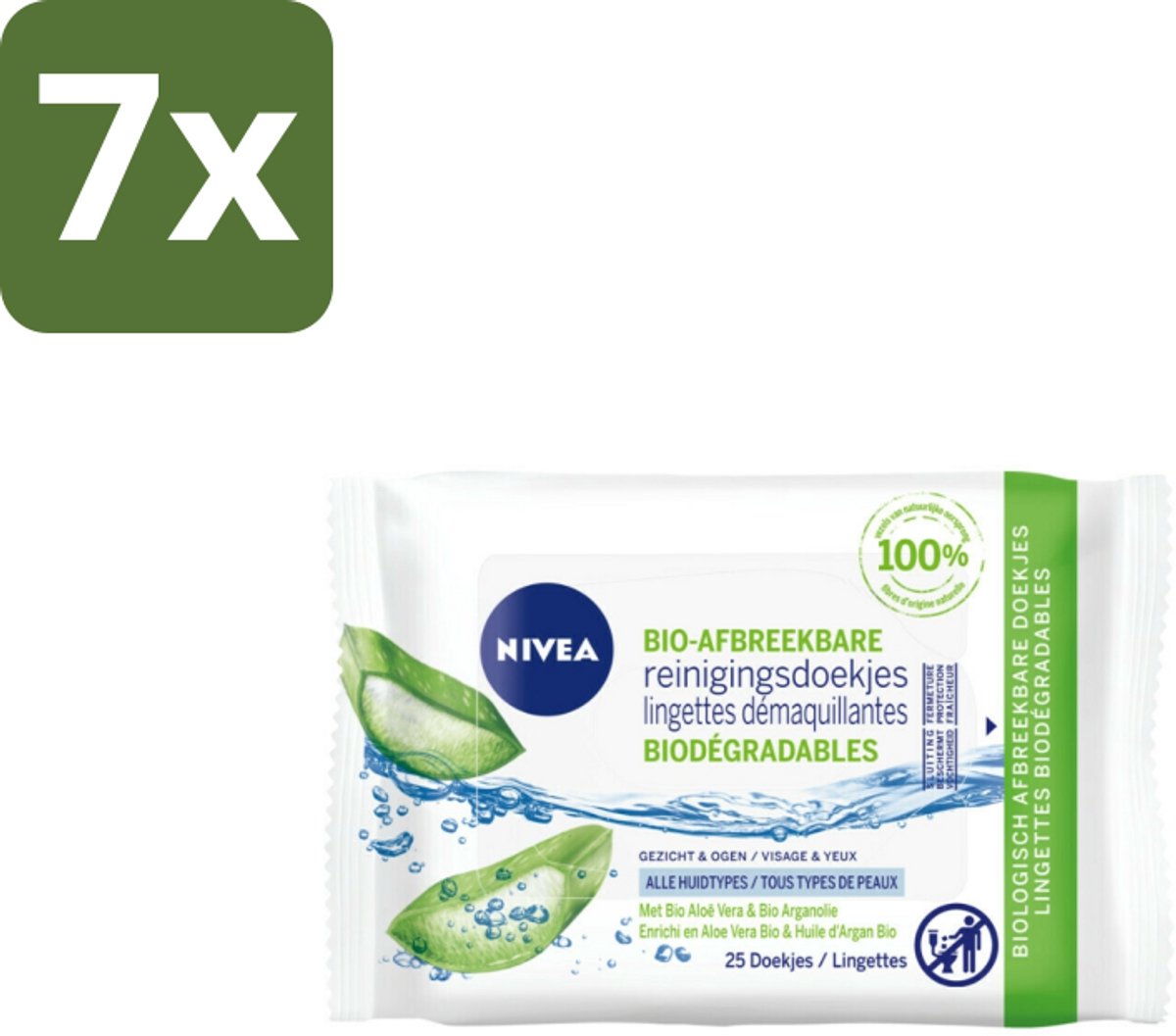 Nivea – Reinigingsdoekjes – Bio Aloe Vera – 25 Doekjes - Bulkverpakking - 7 stuks