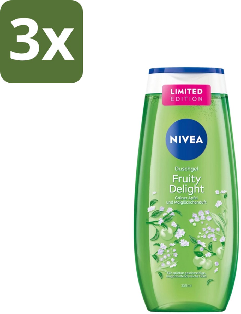 Nivea – Douchegel – Fruity Delight – 250 ml - Bulkverpakking - 3 stuks
