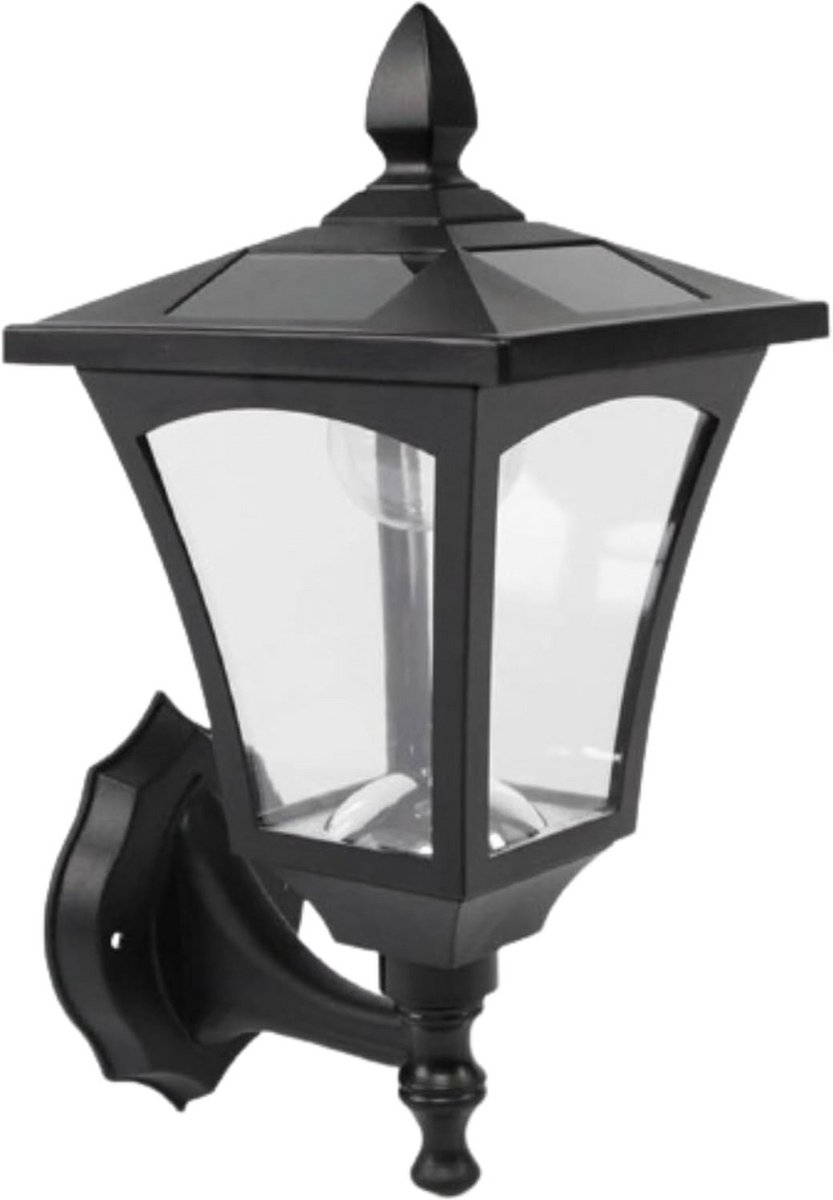Zwarte Buitenlamp op Zonne-energie met Sensor voor Tuin en Balkon