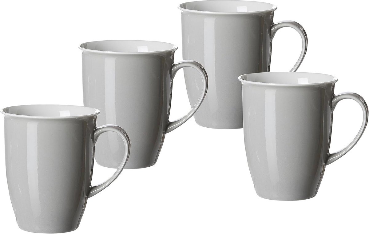 Set van 4 Grijze Koffiemokken - Stevig Porselein