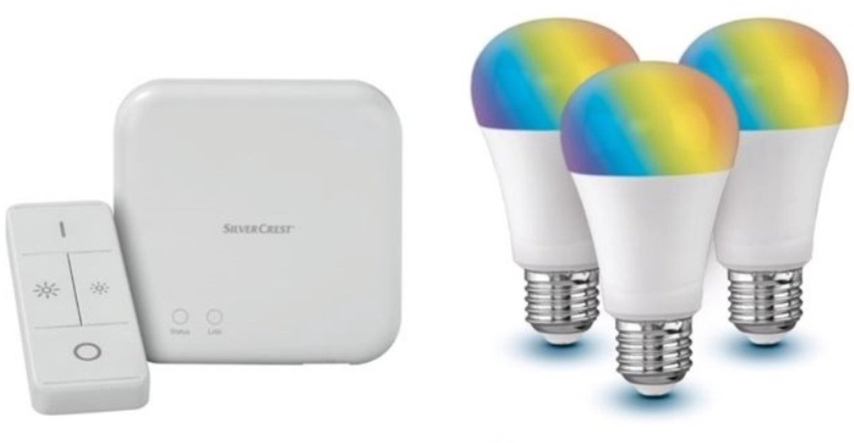Smart home verlichtingset - Zigbee 3.0 - Google assistant incl. gateway - afstandbediening - multi kleur 3 lampen E27