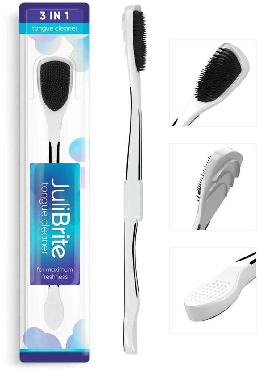 JuliBrite | 3-in-1 Tongreiniger | Tegen Tongaanslag | Voor Frissere Adem