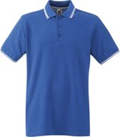 Fruit of the Loom Poloshirt Heren Royal Blauw-Wit maat XXL Dubbele strepen