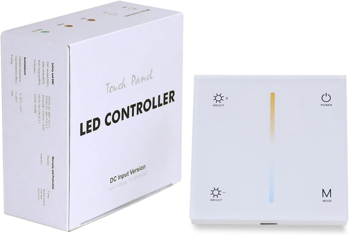 CCT LED Wandcontroller met Afstandsbediening voor Witbalans en Dimmen (2 Kanalen)