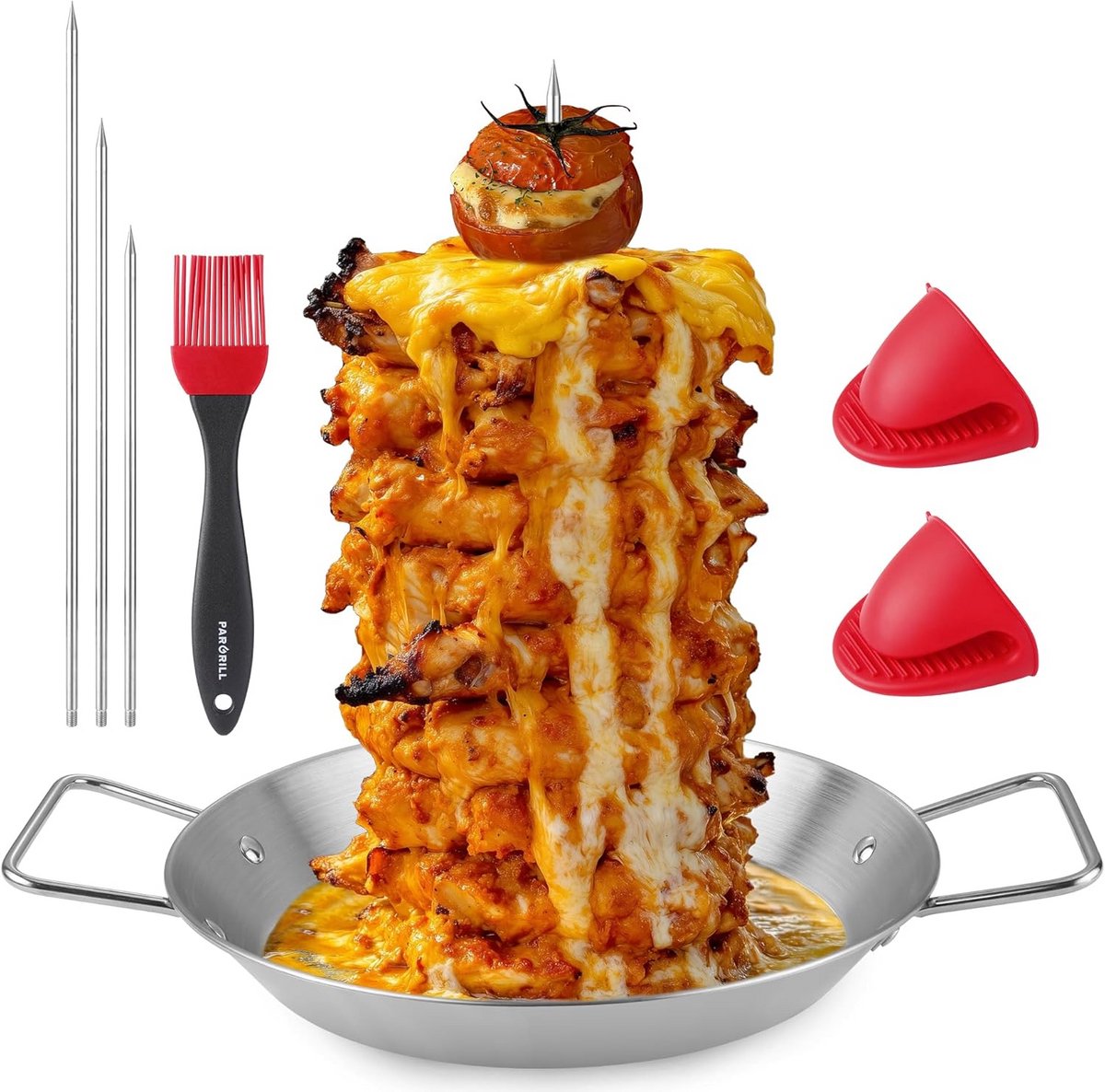 Verticaal Spies Set RVS voor Al Pastor, Shoarma en Grillen met 3 Maten en Accessoires