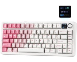 EPOMAKER x AULA F75 MAX - Roze / Wit - Mechanisch Draadloos Toetsenbord - RGB - 75% - QWERTY - Gaming Keyboard - Leobog Reaper Switch