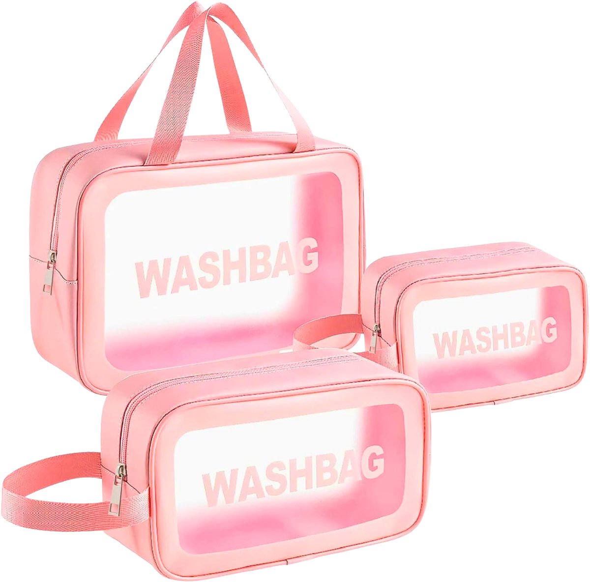 Guardian Beauty Toilettas - Waszak - Doorzichtig - Waterdicht - Make-up Reistas - Cosmetische Tas - Set Van 3 - Roze