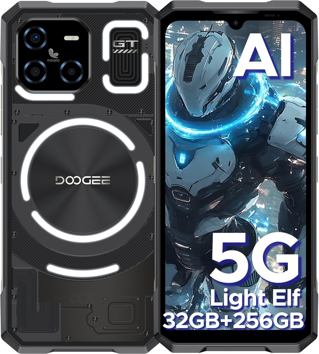 DOOGEE Blade GT 5G -RobuusteSmartphone - RobuusteTelefoon - LED - 6,72 inth FHD + 120 Hz - 32 GB RAM + 256 GB ROM/2TB TF- WiFi 6 -NFC - Face ID - Vingerafdrukherken - Zwart
