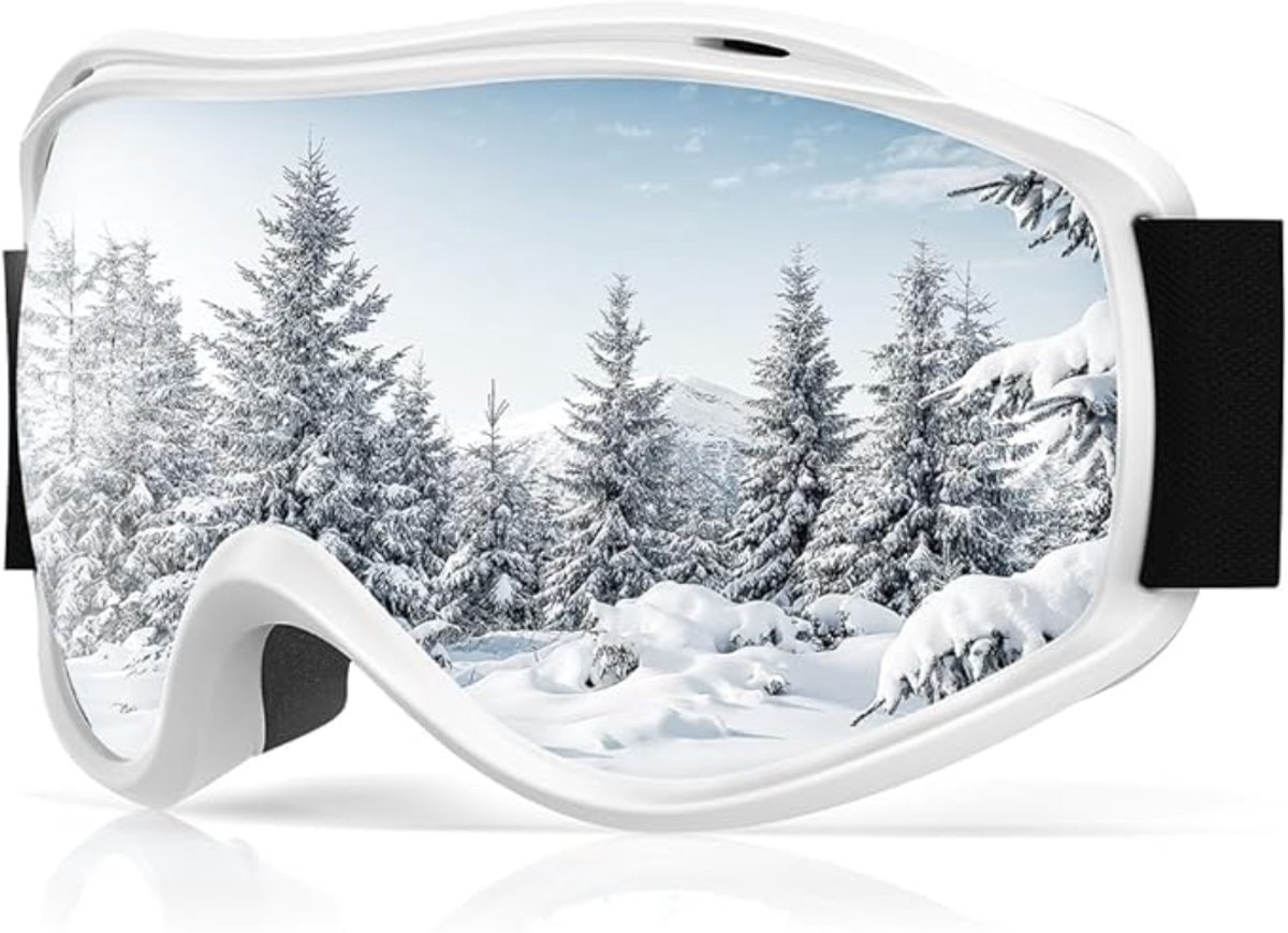 Goodivery ® Skibrillen voor heren en dames snowboardbrillen voor brildragers OTG anti-condens winterbrillen UV-bescherming. H 9.4 X FW 5 X NW 20.4 cm montuur met zilverkleurige lenzen
