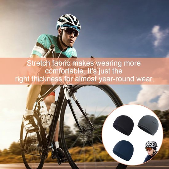 Fietsmuts Geschikt Voor onder Helm - 3 stuks - Helmmuts - Fietsmuts - Sneldrogend - Ventilerend - Zonbeschermende helmvoering - Unisex - Helmmuts Geschikt Voor Fiets / Scooter / Motor van Merkloos — afbeelding 3