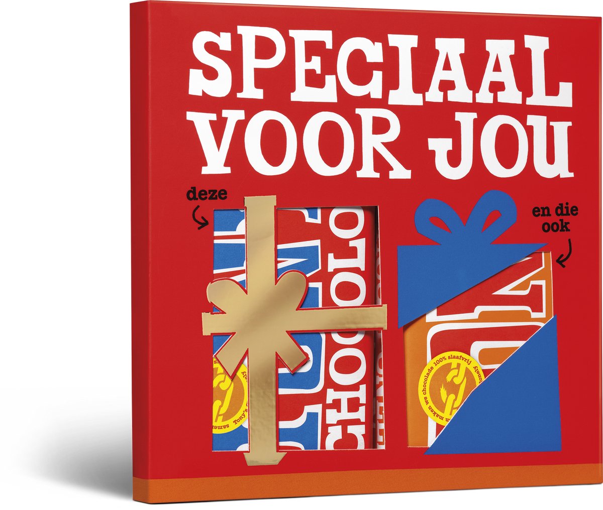 Tony's Chocolonely - Speciaal voor jou! - Chocolade Cadeautje - Geschenkset met 2 Smaakvolle Chocolade Kadootjes - Melk Chocolade en Melk Karamel Zeezout - 360 Gram