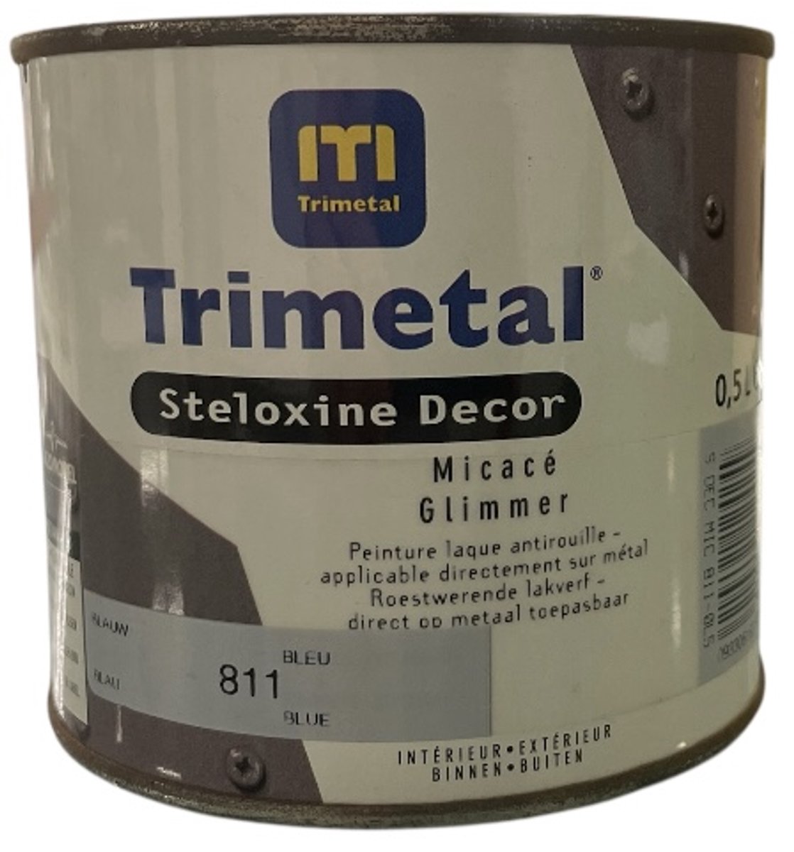 TRIMETAL STELOXINE DECOR Glimmer - Solventgedragen roestwerende lakverf op metaal - 0.50 L - Kleur Blauw