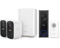 Cam 2C Draadloze Beveiligingsset + Eufy - Batterij - Zonder abo - AI ja - 2K