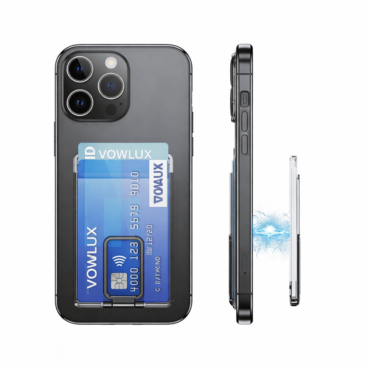 MagSafe Wallet Kaarthouder iPhone 12-17 Pro Max Plus Transparant 2 Pasjes Magnetisch Telefoonstandaard - Afbeelding 3