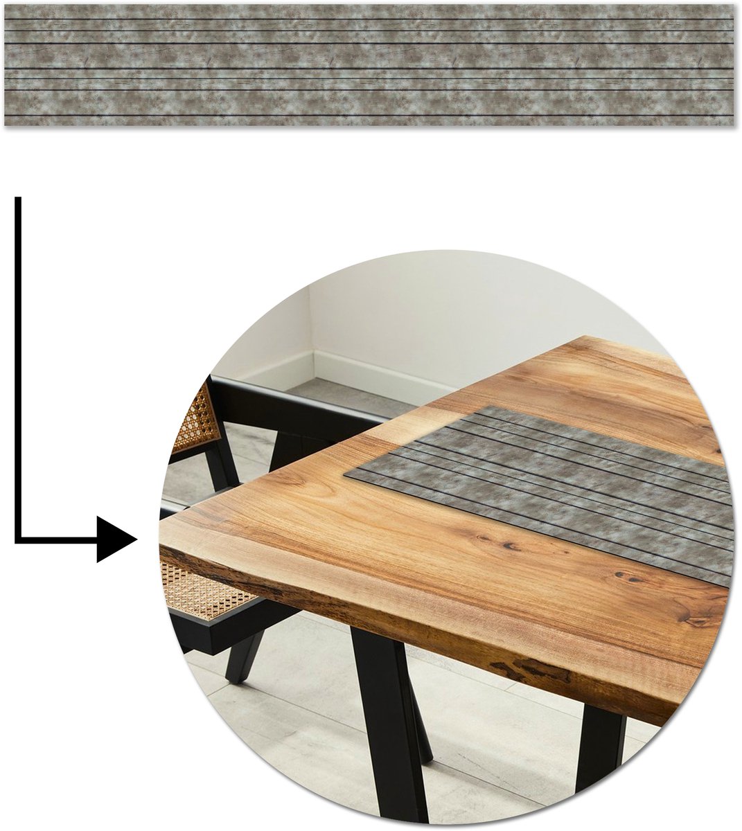 Tafelloper 180x30 cm - Tafelmat vinyl Retro - Plank - Patronen - Tafeldecoratie - Tafelversiering - Keuken decoratie - Tafel versiering