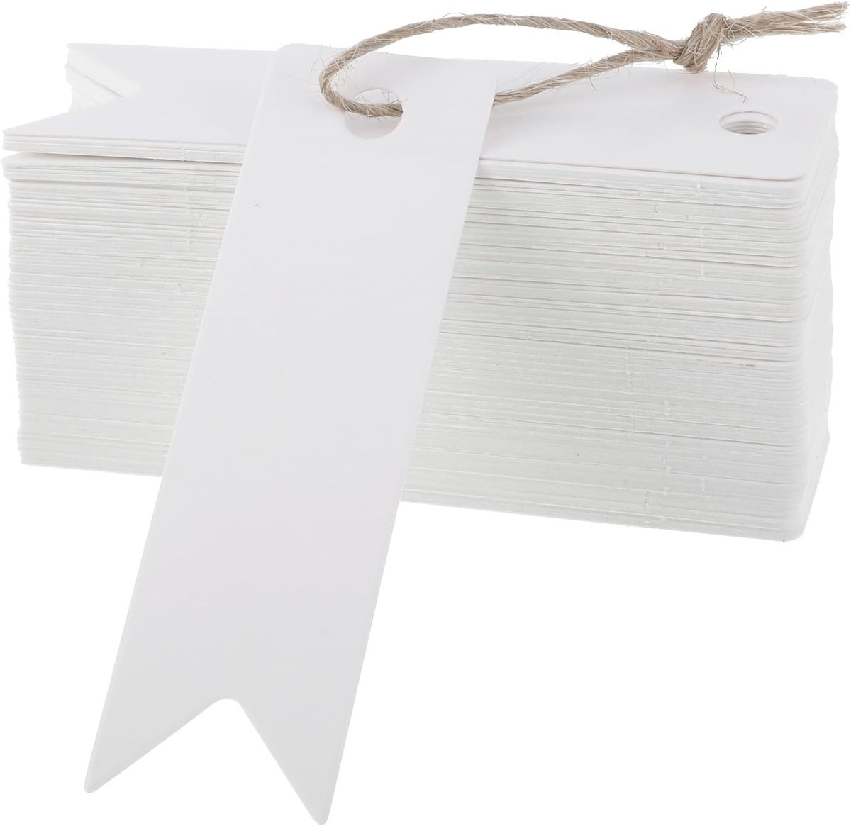 Imperatoris - Cadeau Tags - Labels - Kado Etiketten - Kraftpapier - Wit - Karton aan touwtjes - 100 stuks - 7 cm x 2 cm - met 20 m henneptouw, etiketten van kraftpapier