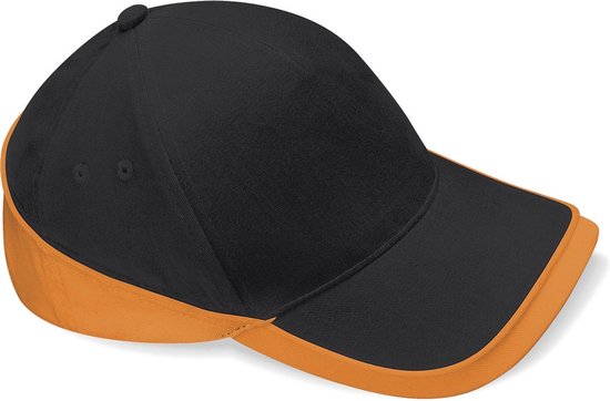 Beechfield Competition Cap Zwart Oranje