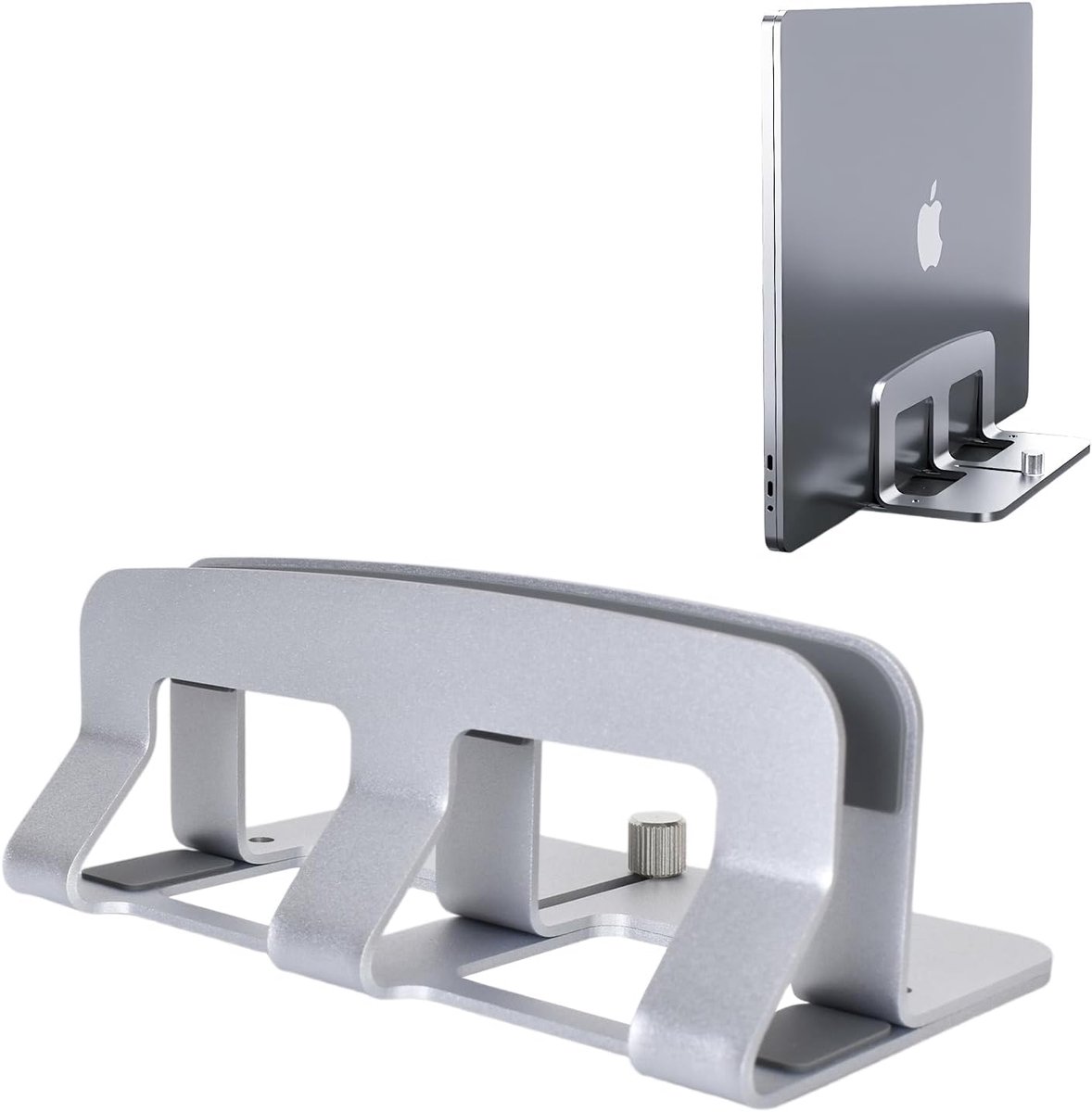 Famanu – Verticale laptopstandaard - aluminium verstelbare laptopstandaard - ruimtebesparende laptophouder met thermische basis - compatibel met laptops en tablets