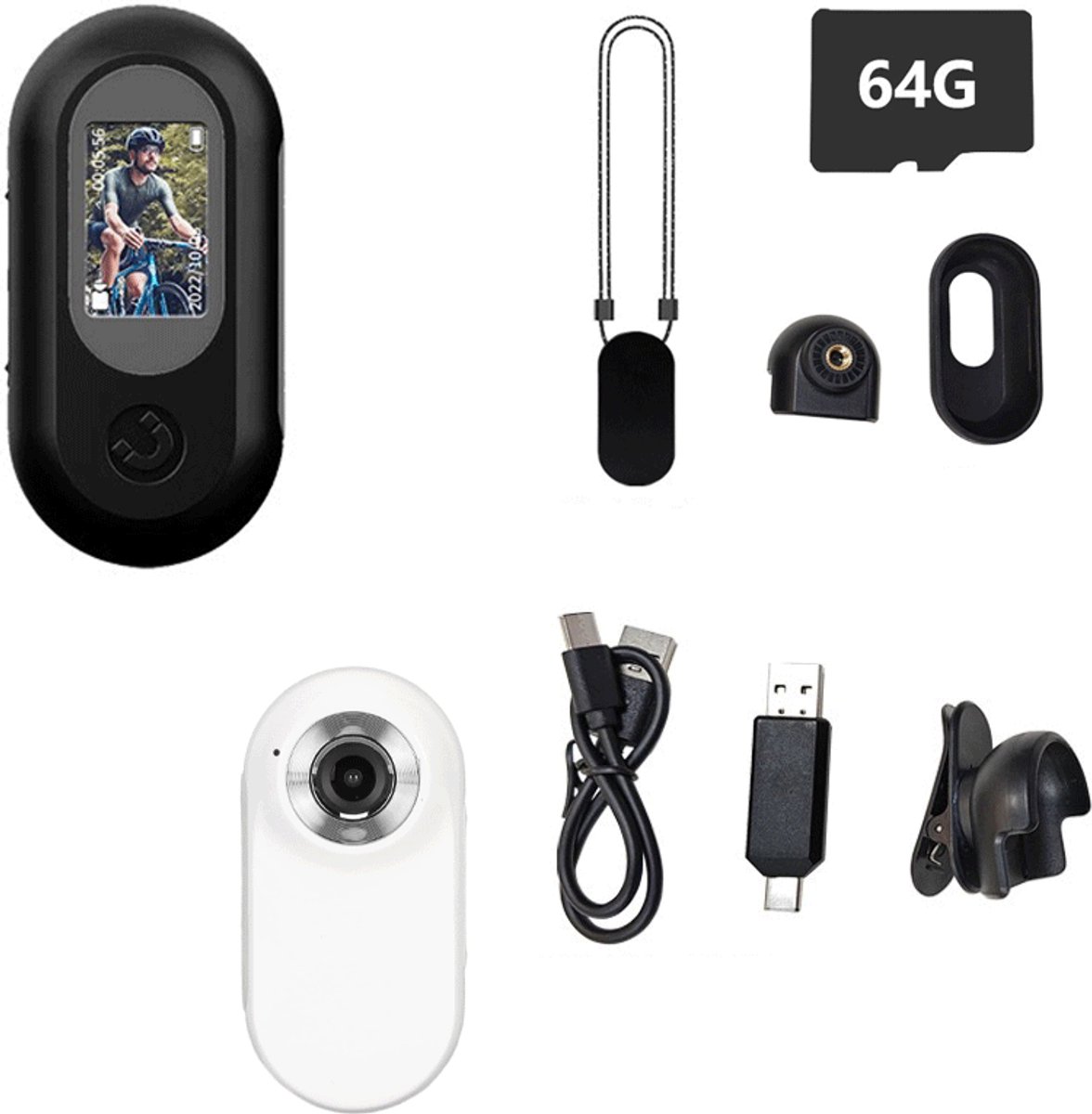 Action camera's - Bodycam - Recorder - Mini-actiecamera - Gebruikte camera - Duimcamera - 1080p PSP-camera - 360° draaibaar - Magnetische camera - USB-oplaadbaar - Inclusief Accessoires en 64 GB Micro SD - Zwart
