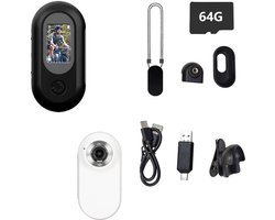 Action camera's - Bodycam - Recorder - Mini-actiecamera - Gebruikte camera - Duimcamera - 1080p PSP-camera - 360° draaibaar - Magnetische camera - USB-oplaadbaar - Inclusief Accessoires en 64 GB Micro SD - Zwart