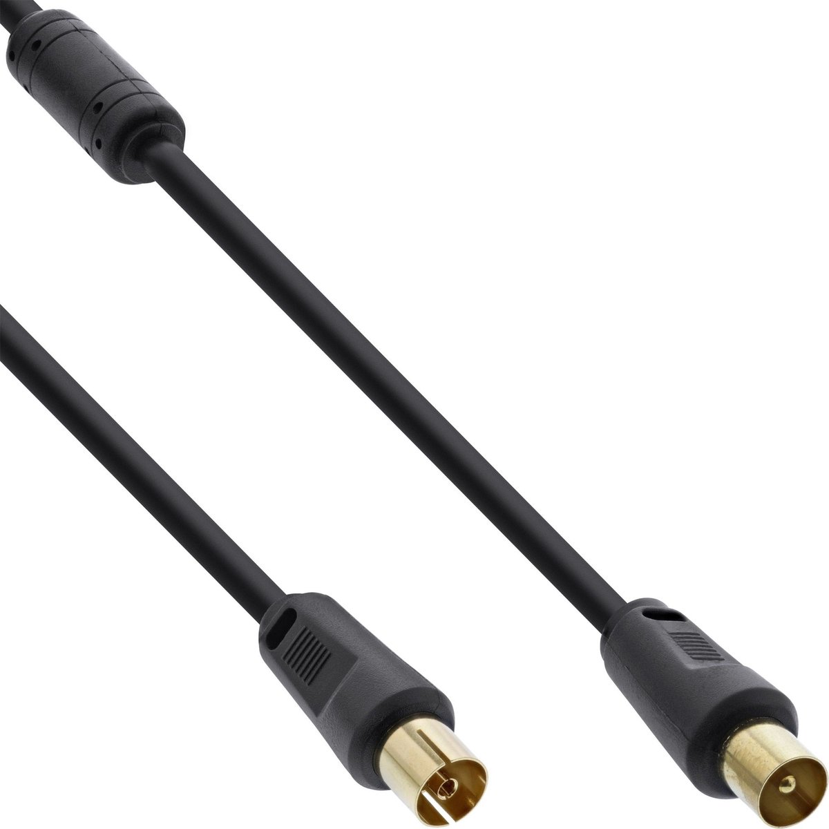 Image of IEC (m) - IEC (v) coaxkabel | >85 dB + ferriet | koper | verguld | recht | zwart | 2 meter