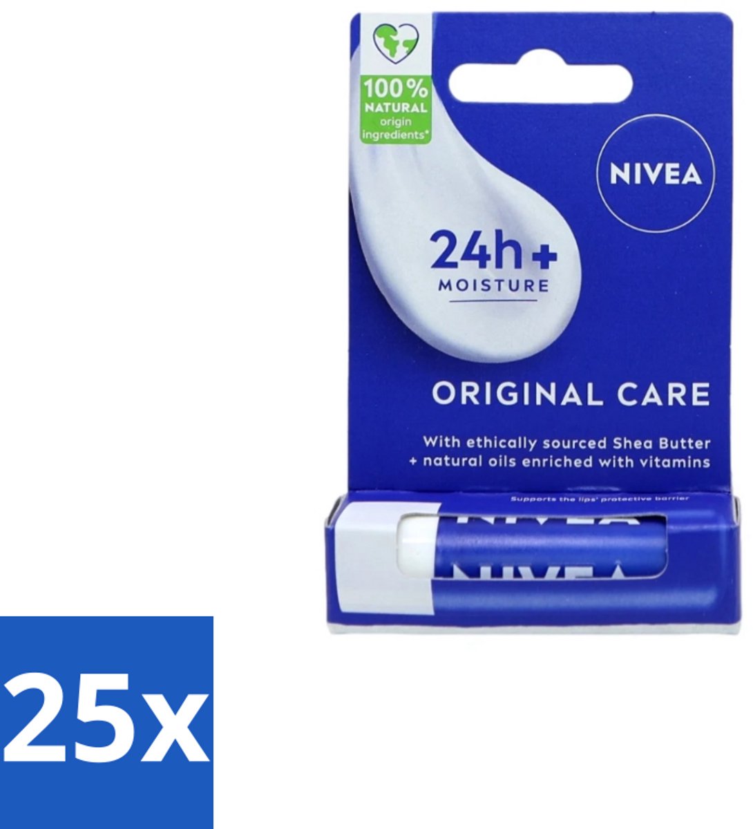25 x Nivea – Lippenbalsem – Original - Lippenbalsem - Lippenverzorging - Uitdroging - Hydrieren - Droge Lippen