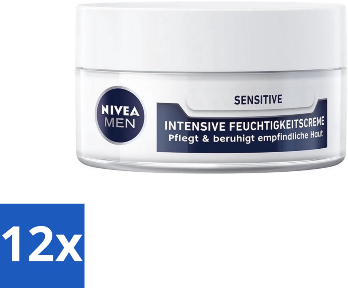 Nivea Men – Gezichtscrème – Sensitive Intensive – 50 ml - Voordeelverpakking - 12 stuks