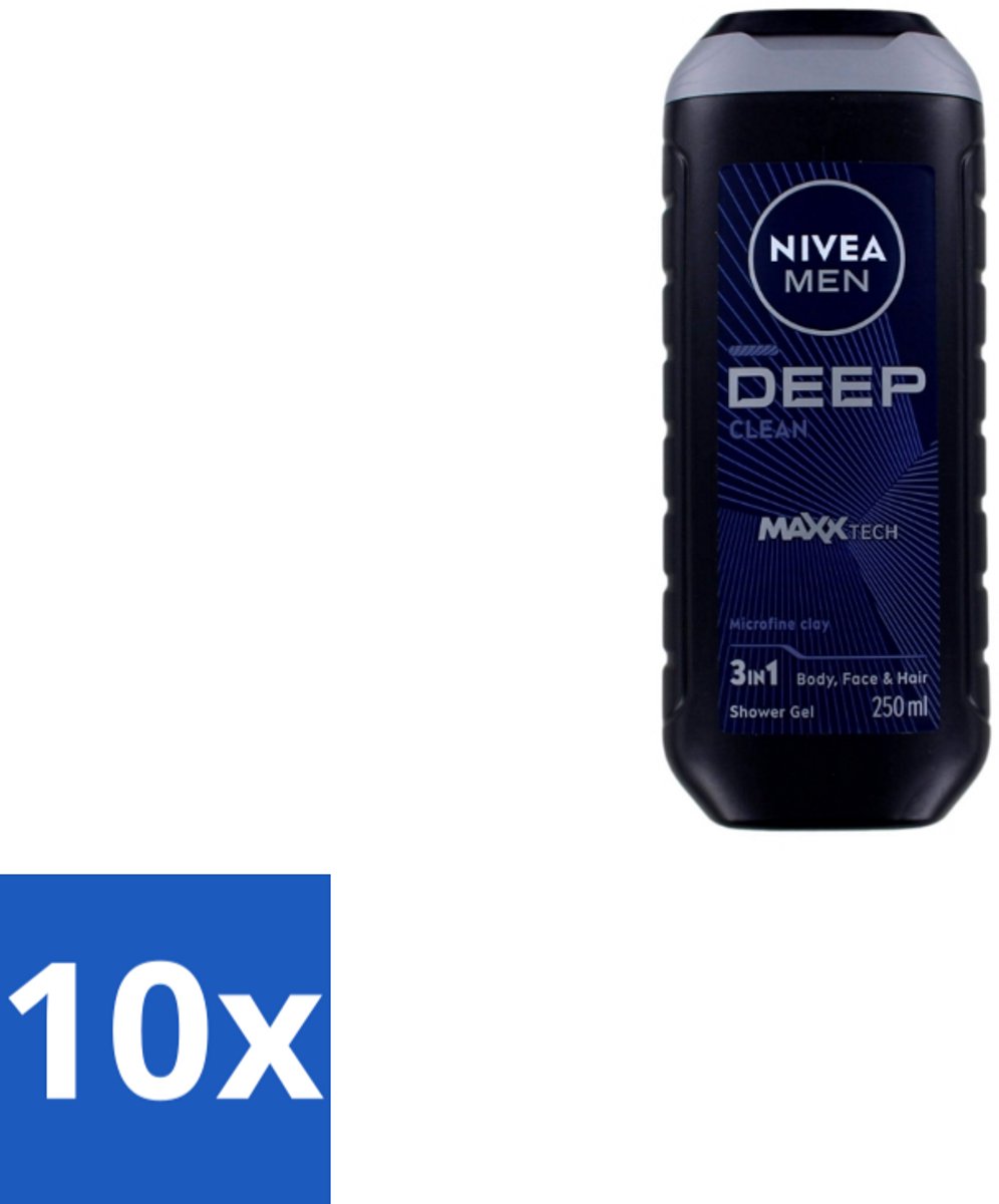 NIVEA Men Douchegel Deep Clean 250 ml - Bulkverpakking - 10 stuks