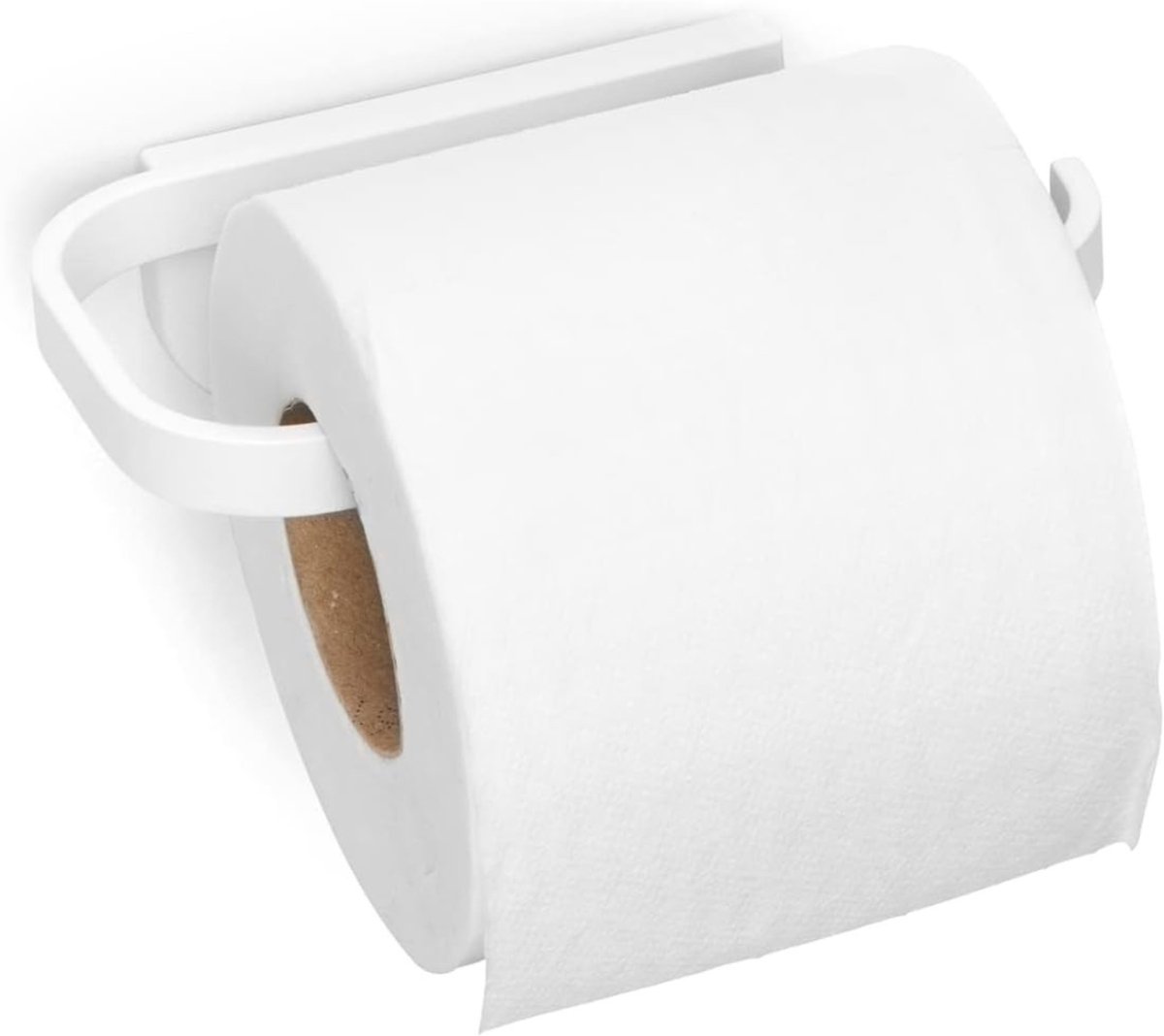 Famanu – Toiletrolhouder met plank voor wandmontage, zelfklevend, roestvrij staal, mat wit