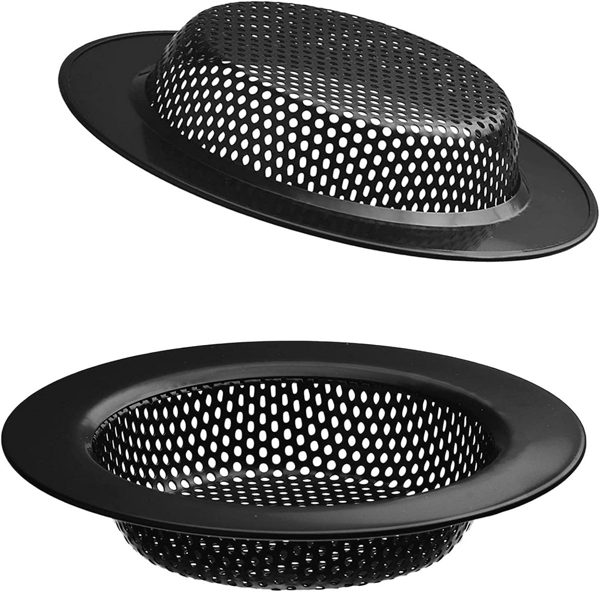 2 Stuks RVS Gootsteenzeef 7 cm - Zwarte Keukenafvoerfilter voor Verstopping Voorkomen