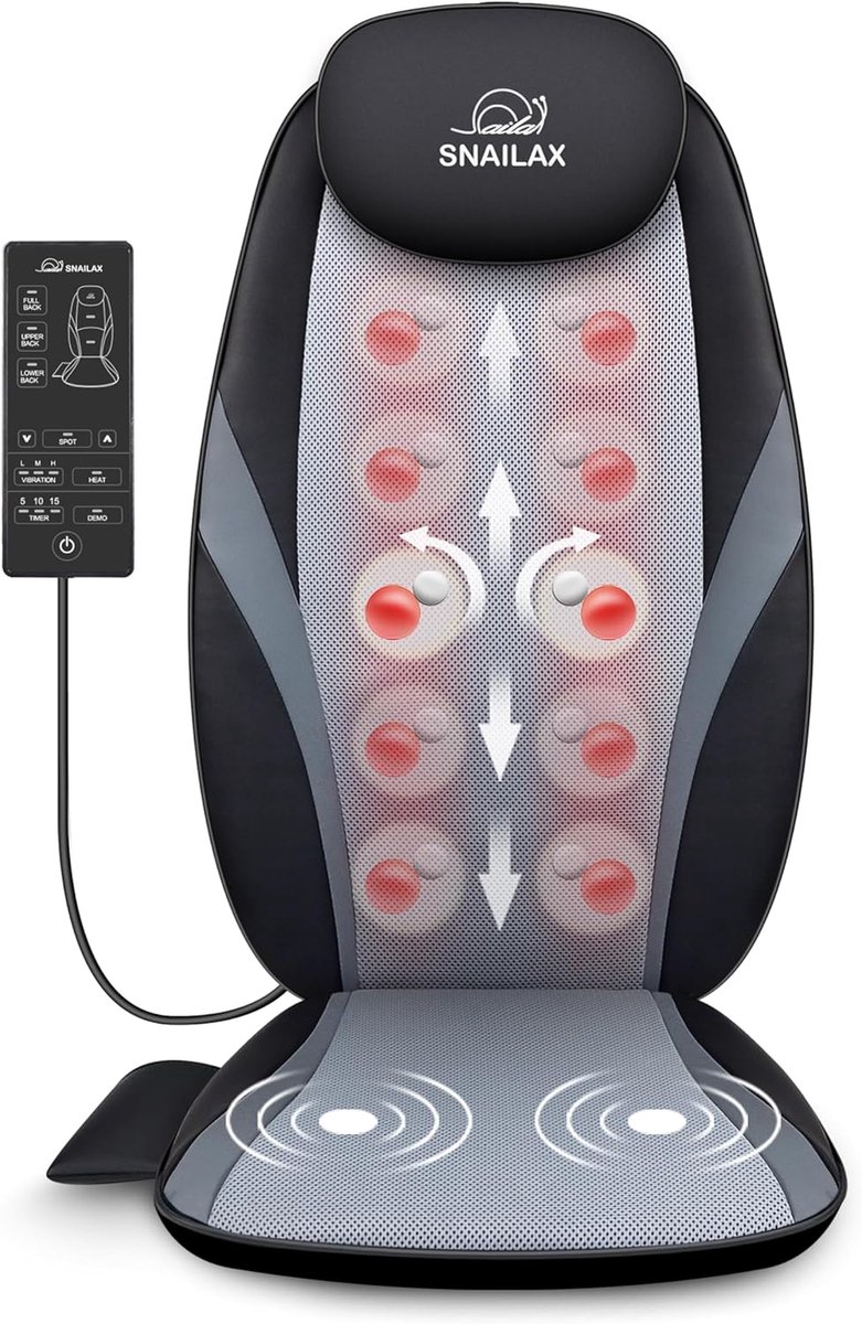 MELVRA Massagemat - Massagekussen voor het hele lichaam - 10 Vibratiemotoren - 4 Verwarmingskussens - Voor Rug, Benen en Lumbale Wervelkolom - Massage & Warmte - Voor Mannen & Vrouwen - Cadeau