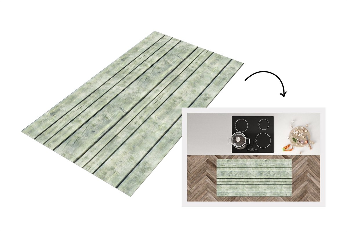 KitchenYeah Keukenloper 120x60 cm - Keukenmat vinyl Vintage - Hout - Patronen - Plank - Keukenmatten loper - Keuken vloerkleed tapijt Planken - Vintage