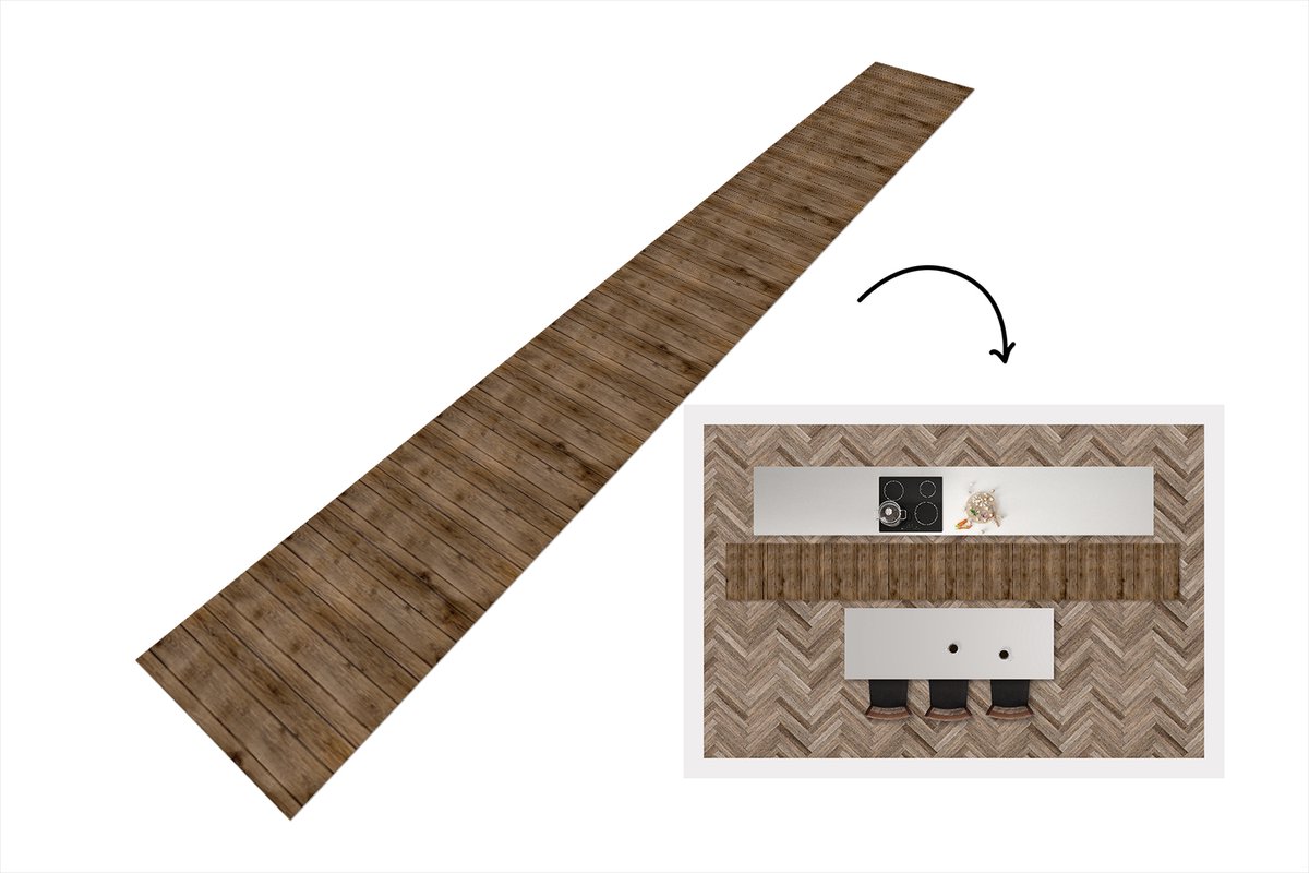 KitchenYeah Keukenloper 480x60 cm - Keukenmat vinyl Hout - Natuur - Patronen - Keukenmatten loper - Keuken vloerkleed tapijt