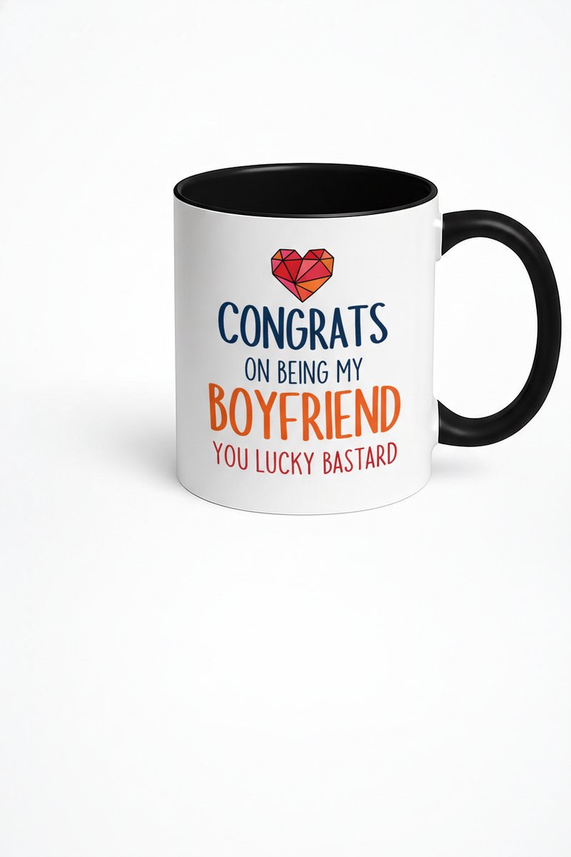 Mok Vriend - Congrats My Boyfriend You Lucky Bastard - Grappig Cadeau voor Hem