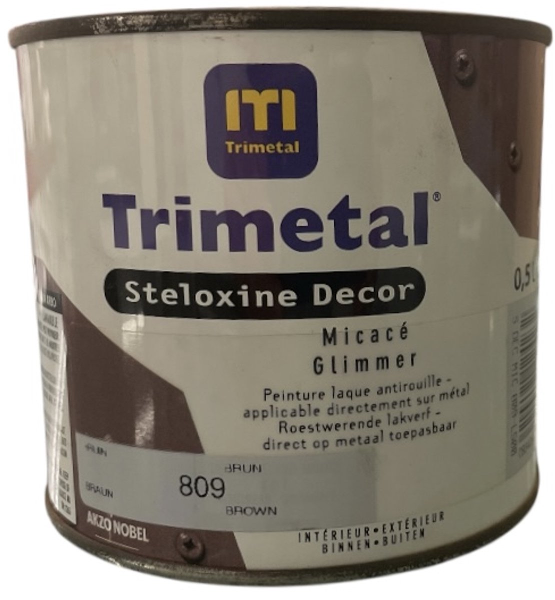 Trimetal Steloxine Deor Glimmer - Solventgedragen roestwerende laklaag op metaal - 0.50 L - Kleur Bruin
